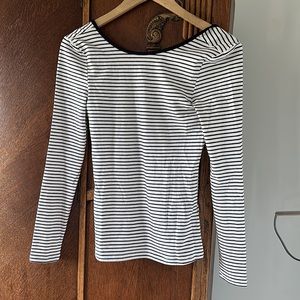 COS Scoop Neck Long Sleeve Top Stripes Wide Neck Open Back XS